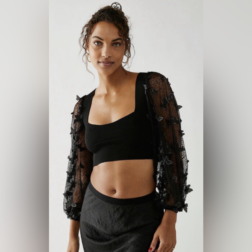 FREE PEOPLE CROP BUTTERFLY TOP
